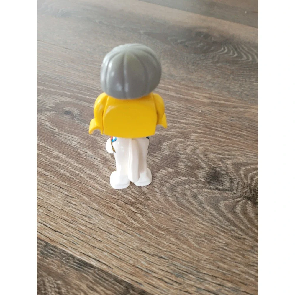 LEGO Duplo Rider Figure with White Horse‎ Yellow Shirt Blue Pants Grey Hair #5